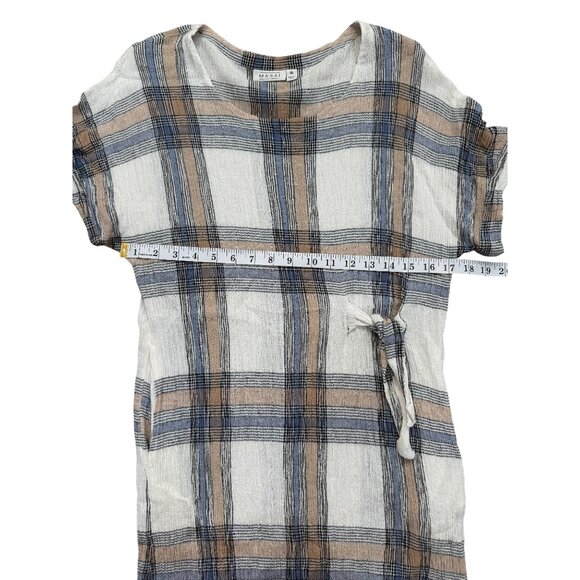 Masai Copen Hagen Womens Plaid Midi Dress With Side Tie Size XL - Picture 9 of 9